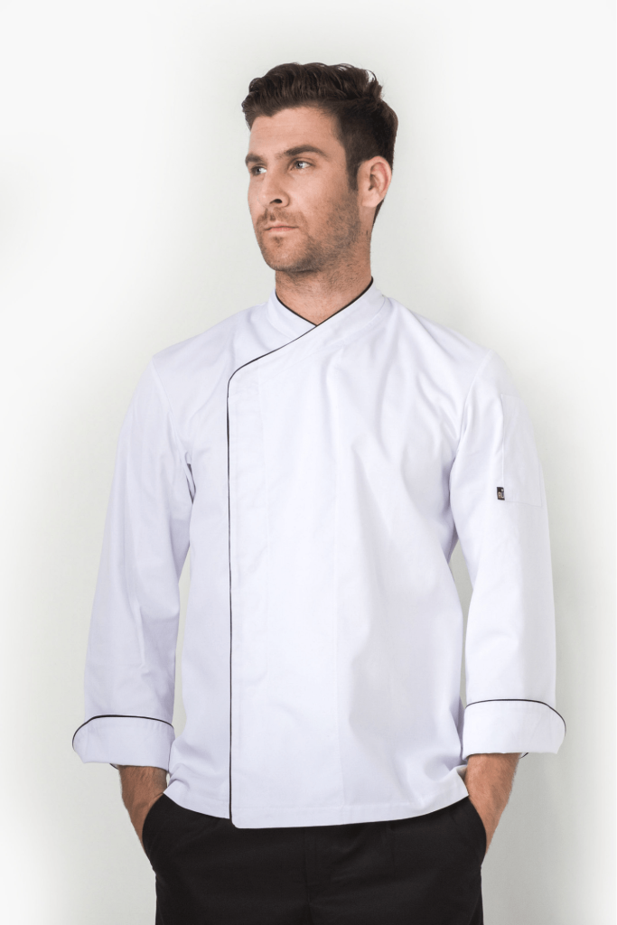 Mẫu áo bếp trưởng đẹp giấu khuy áo