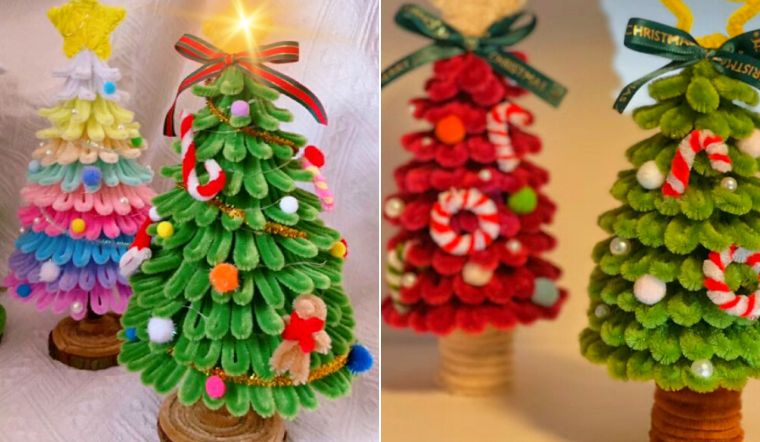 Cách làm cây thông Noel bằng kẽm nhung