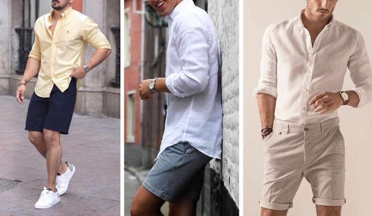 Áo sơ mi tay ngắn sơ vin cùng quần short jean