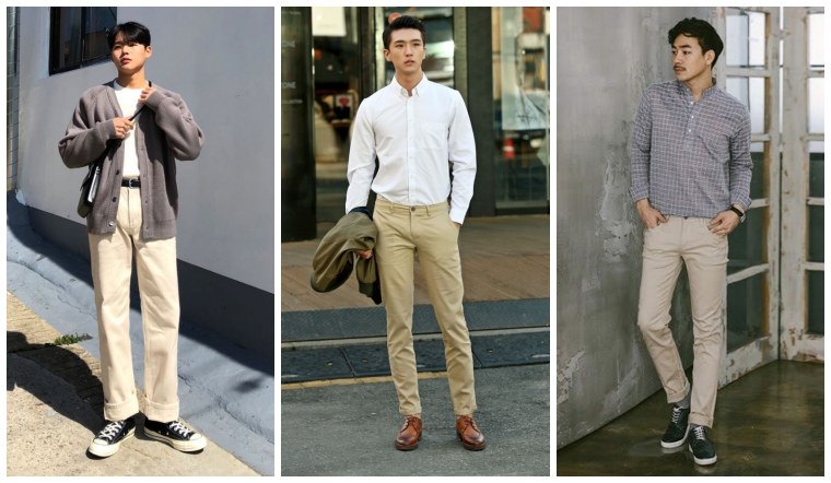 Kết hợp áo sơ mi với quần kaki